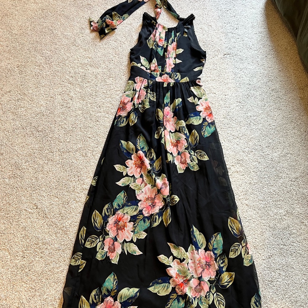 INC Black Floral Maxi Dress